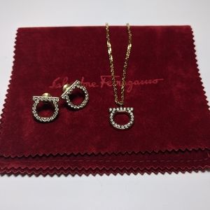 New Salvatore Ferragamo Gancini Necklace/Earrings